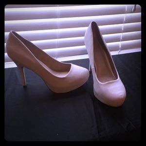 White platform heels